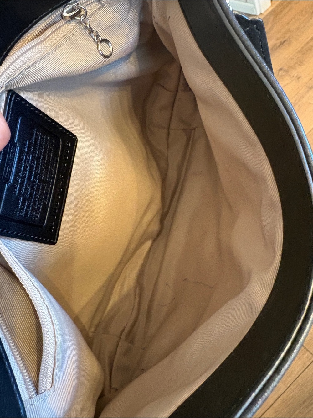 Coach Hamptons Pebbled Leather Hobo Shoulder Bag Black F13086 - Picture 5 of 7